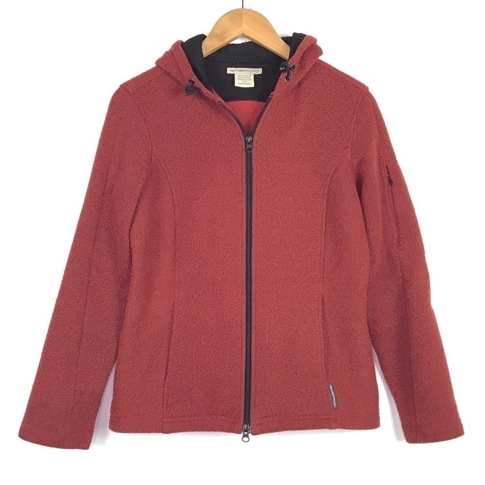 Exofficio Hooded Full Zip Fleece Jacket Sz Sm Red